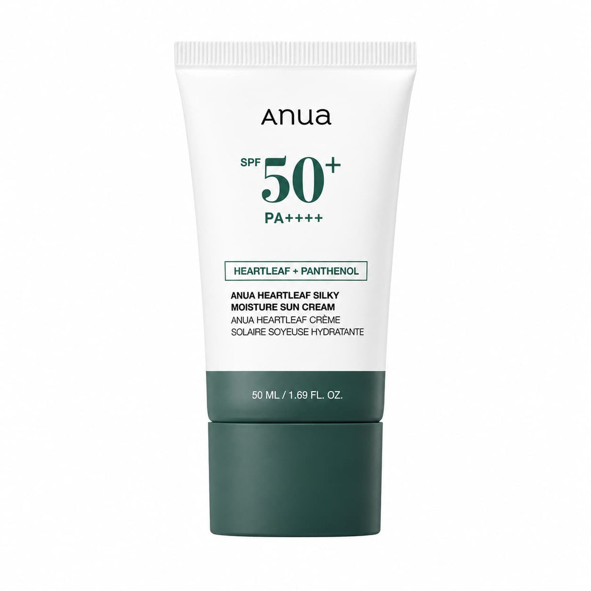 Anua – Heartleaf Silky Moisture selymes hidratáló fényvédő krém SPF50+ PA++++, 50 ml