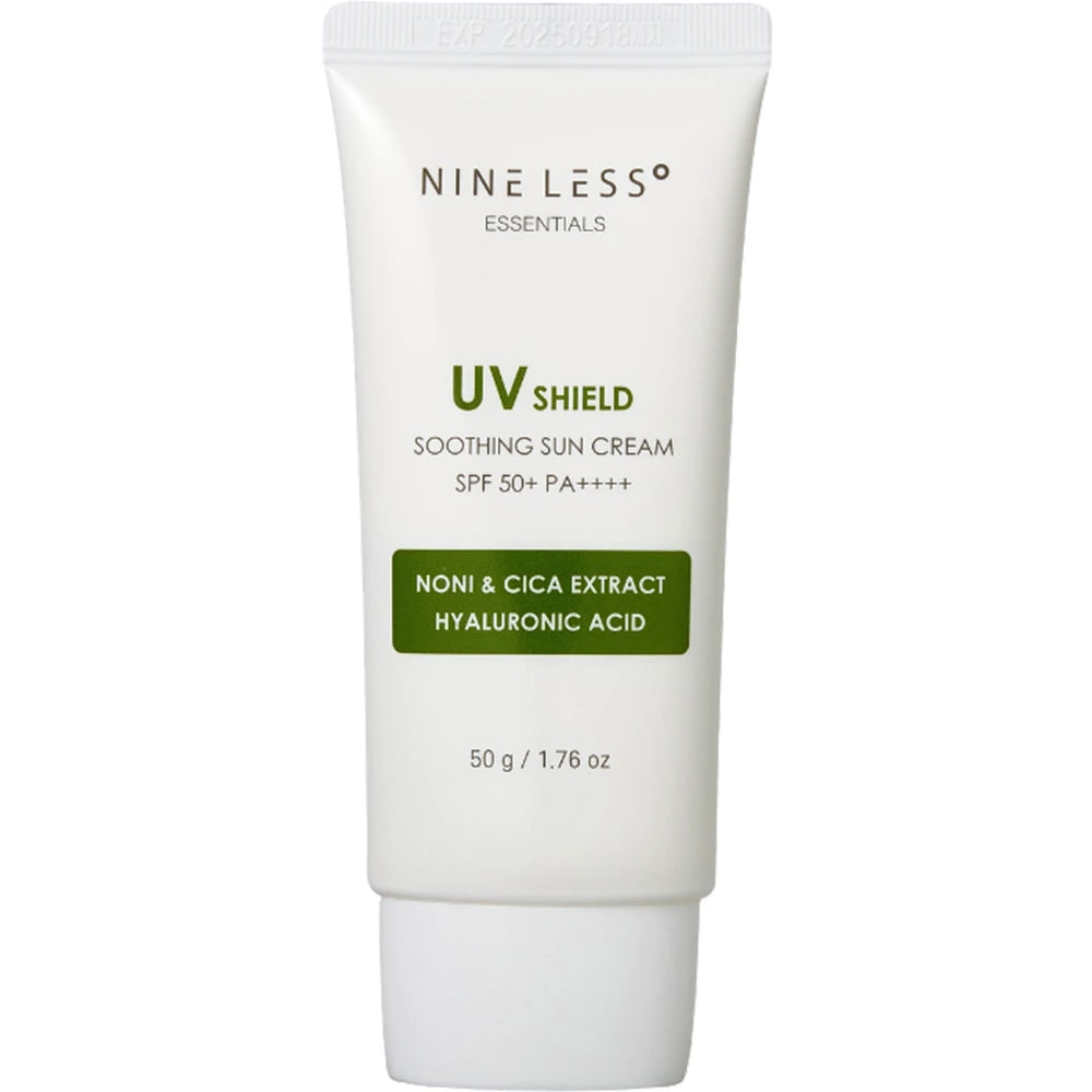 NINE LESS – Essentials UV Shield nyugtató fényvédő krém SPF 50+/PA++++, 50 g